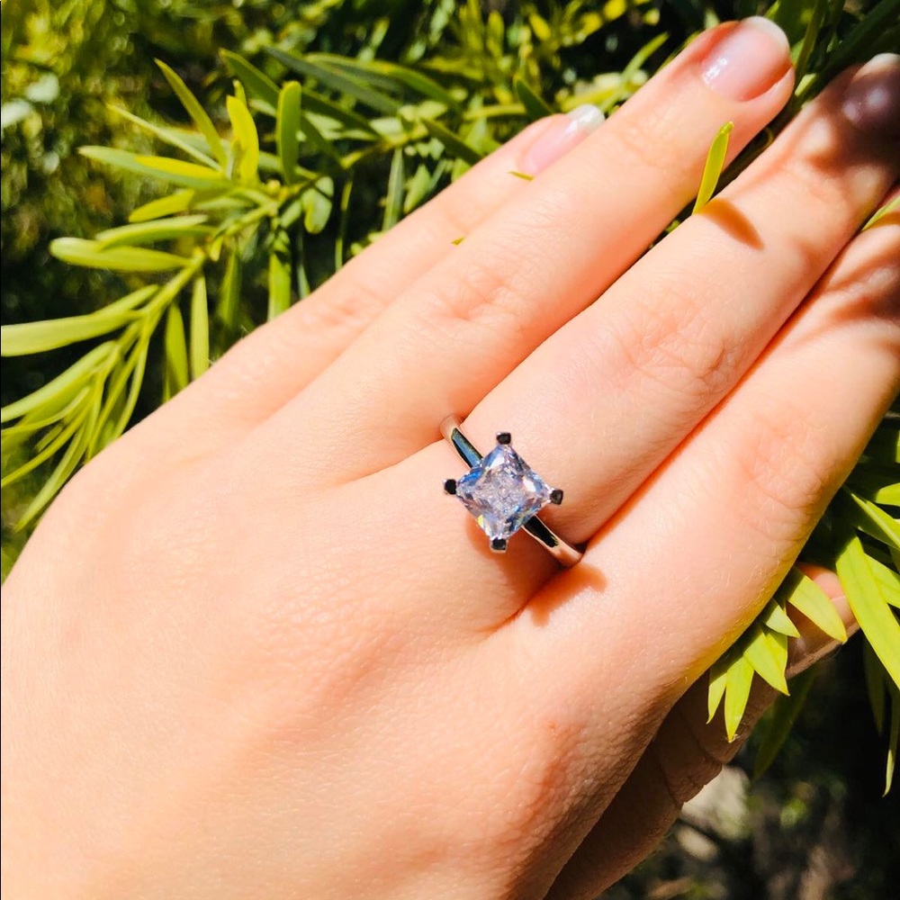 Diamond 18K White Gold Sterling Silver Ring - Picture 3 of 5